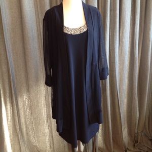 R & M Richards 2pc Dress Embellished Neckline SZ14